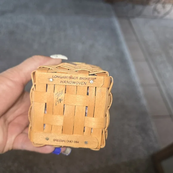 Longaberger Tan and Brown Woven Basket Miniature.. - Picture 3 of 3